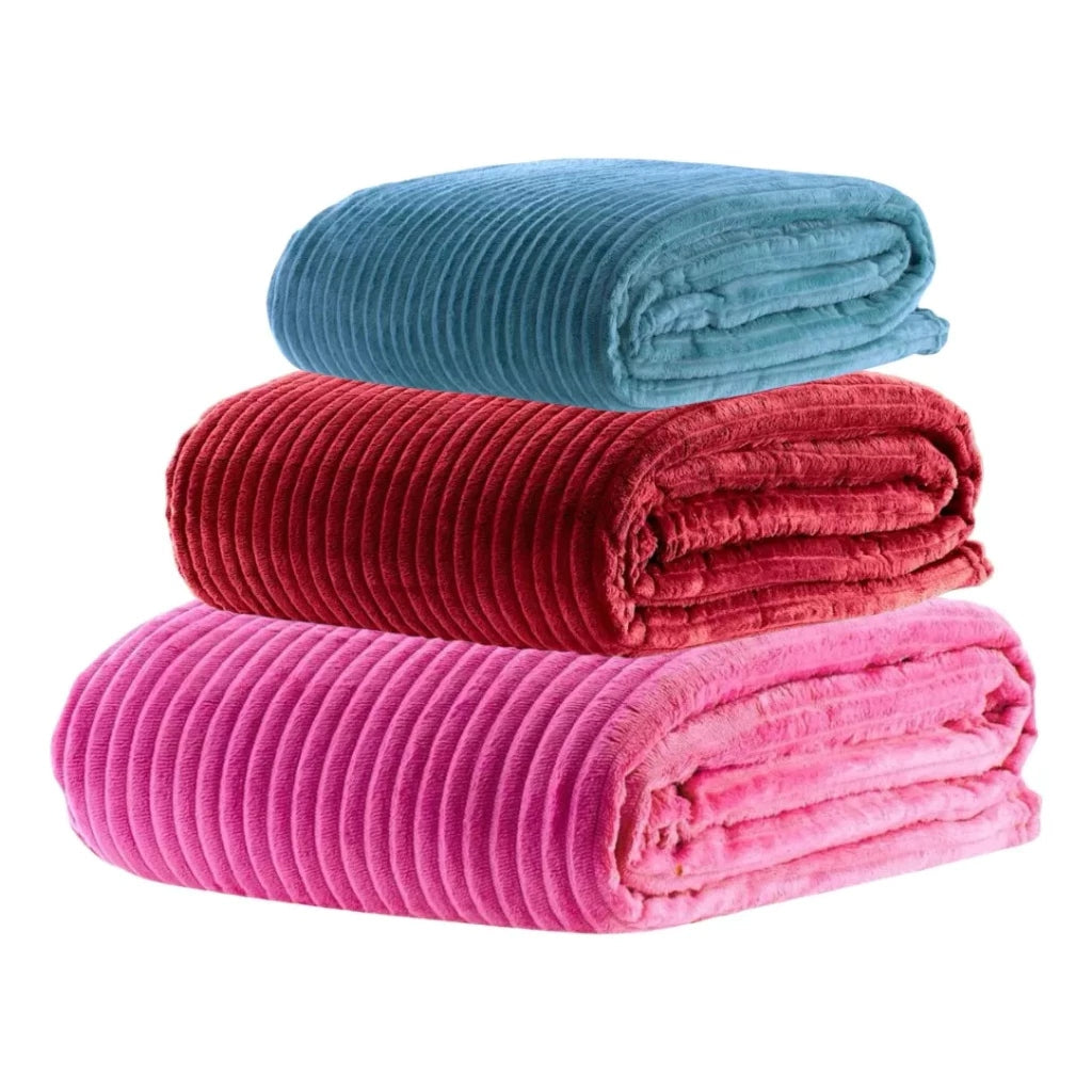 Manta Aveludada Canelada para Cama de Casal